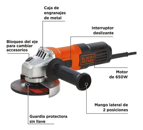 Pulidora 4 -1/2 650w 12000rpm Black + Decker G650-b3 110